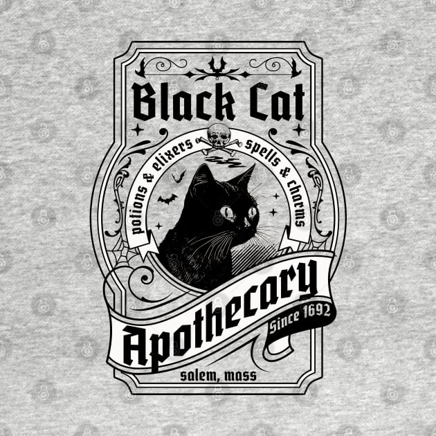 Black Cat Apothecary - Salem 1692 Retro Vintage Halloween by OrangeMonkeyArt